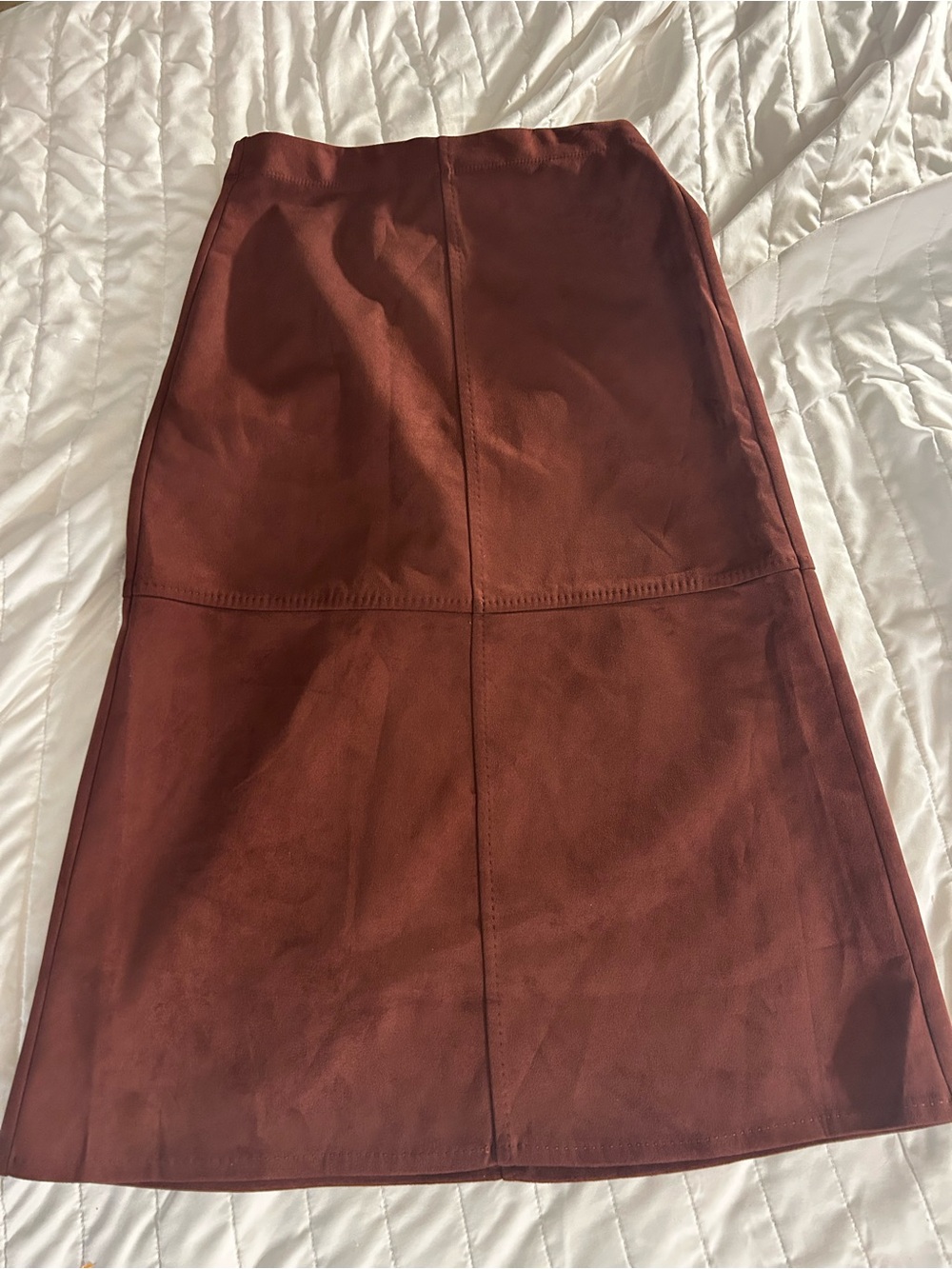 Max Studio London Chestnut Suede Midi Skirt NWT